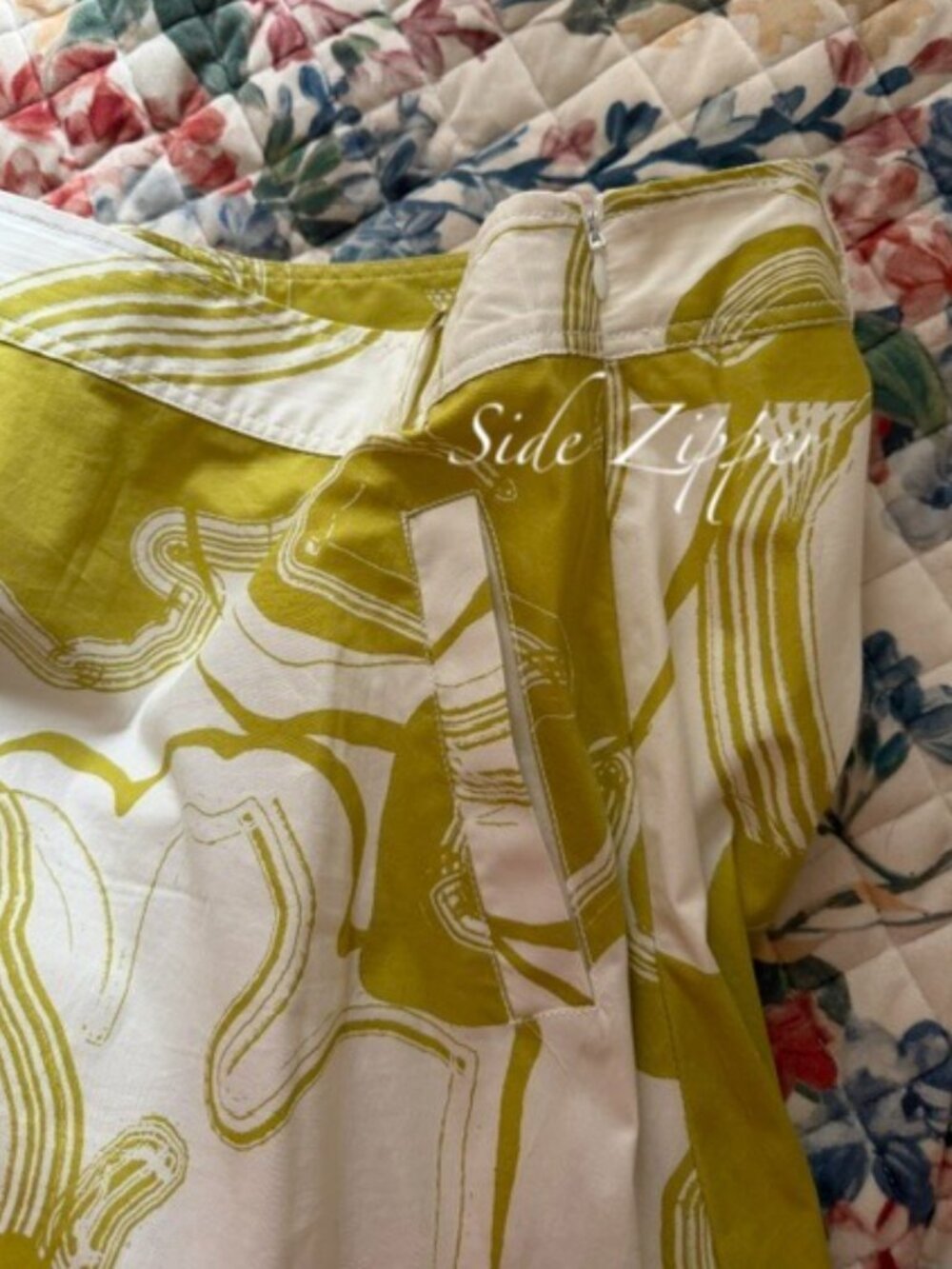 Worthington Dark Yellow/White Tropical Maxi Skirt- size 10 with pockets - Picture 3 of 9